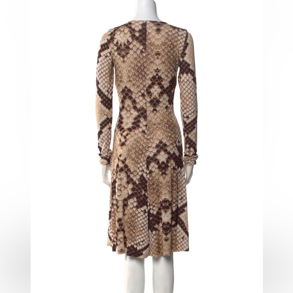 Roberto Cavalli Brown and Cream Long Sleeve Dress - Picture 3 of 3